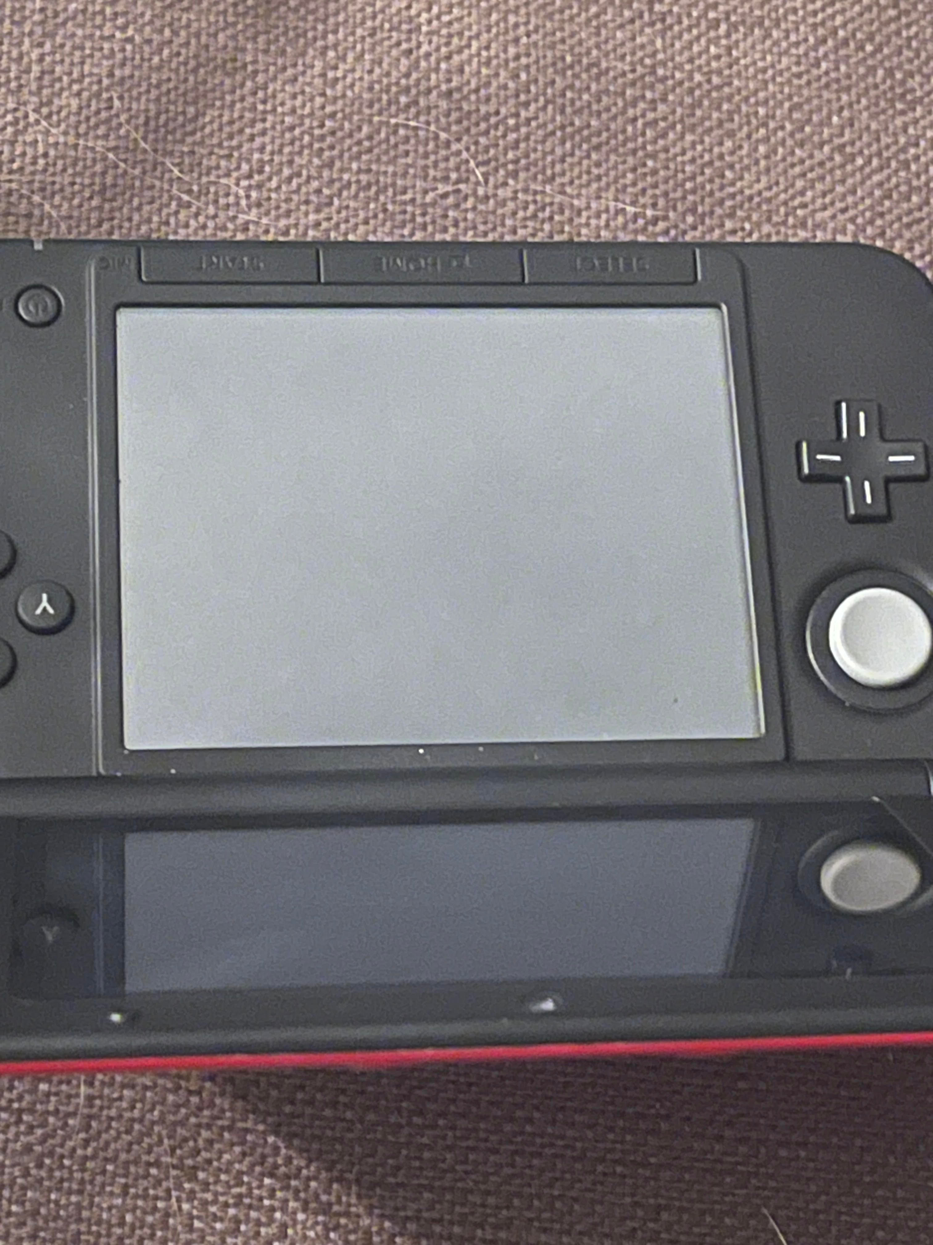 Nintendo 3ds console - red, with charger, and case