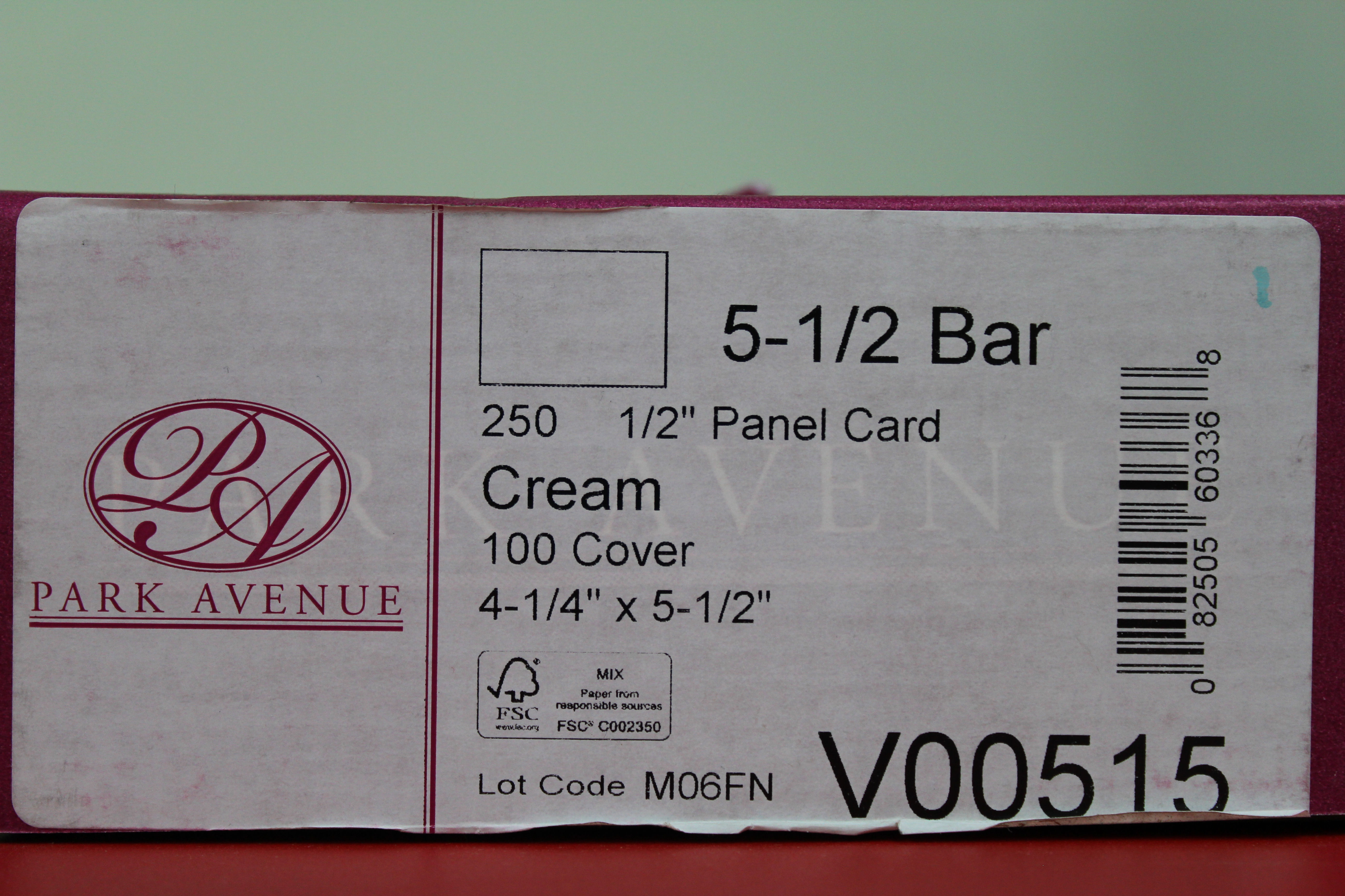 Park Avenue 5.5 Bar Cream Panel Card (250)