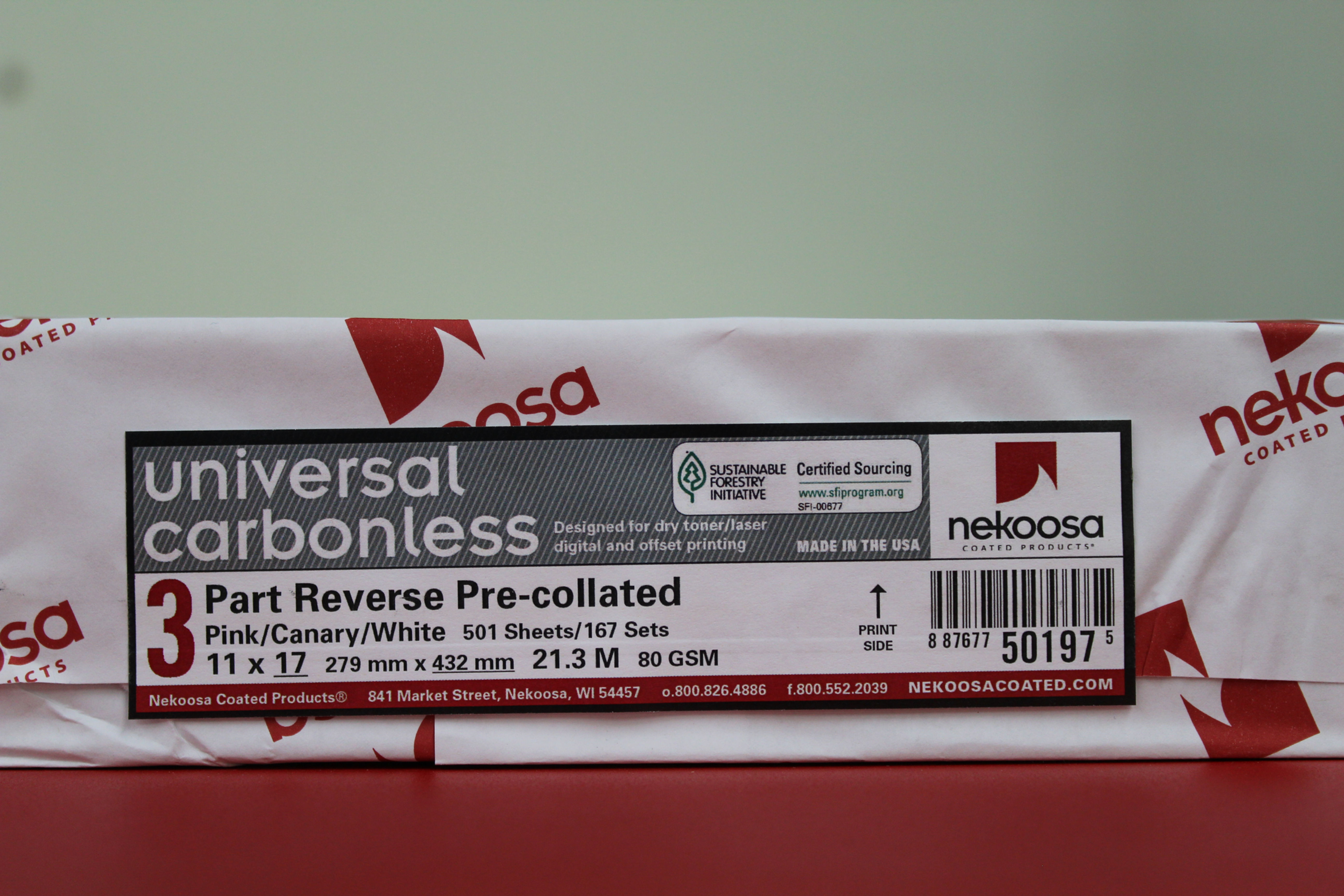 Nekoosa Universal 20# 11 x 17 3 Part Reverse (500)