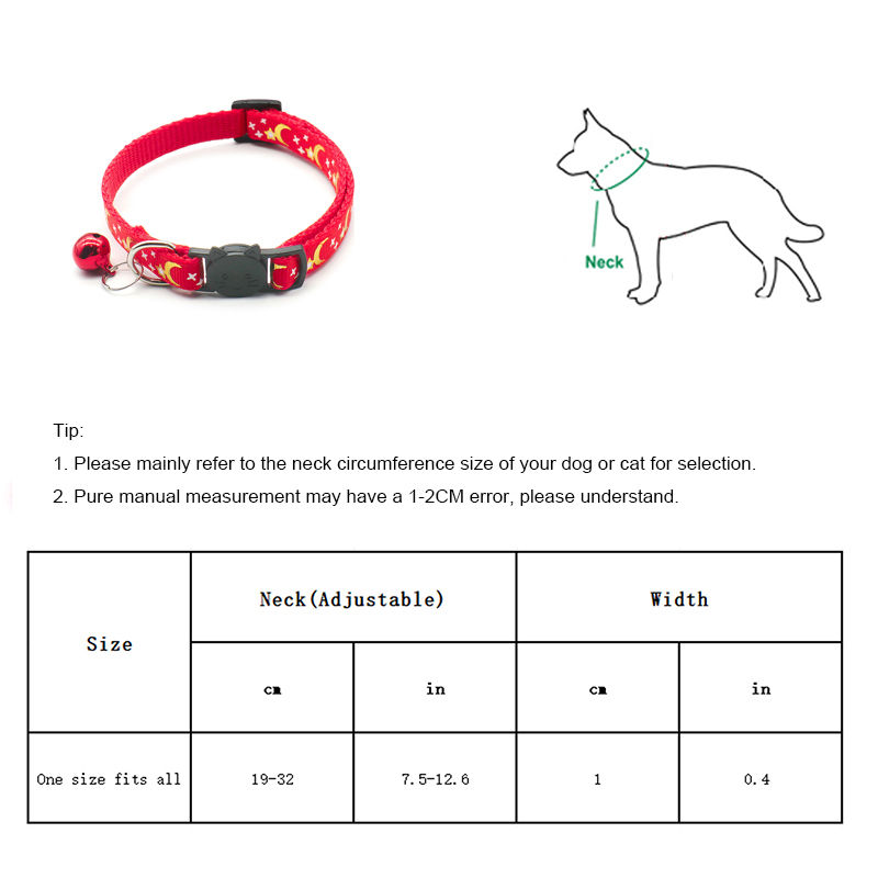 Thumbnail: Starlight Cat Collar – Moon & Star Print, Bell, Breakaway Safety Buckle