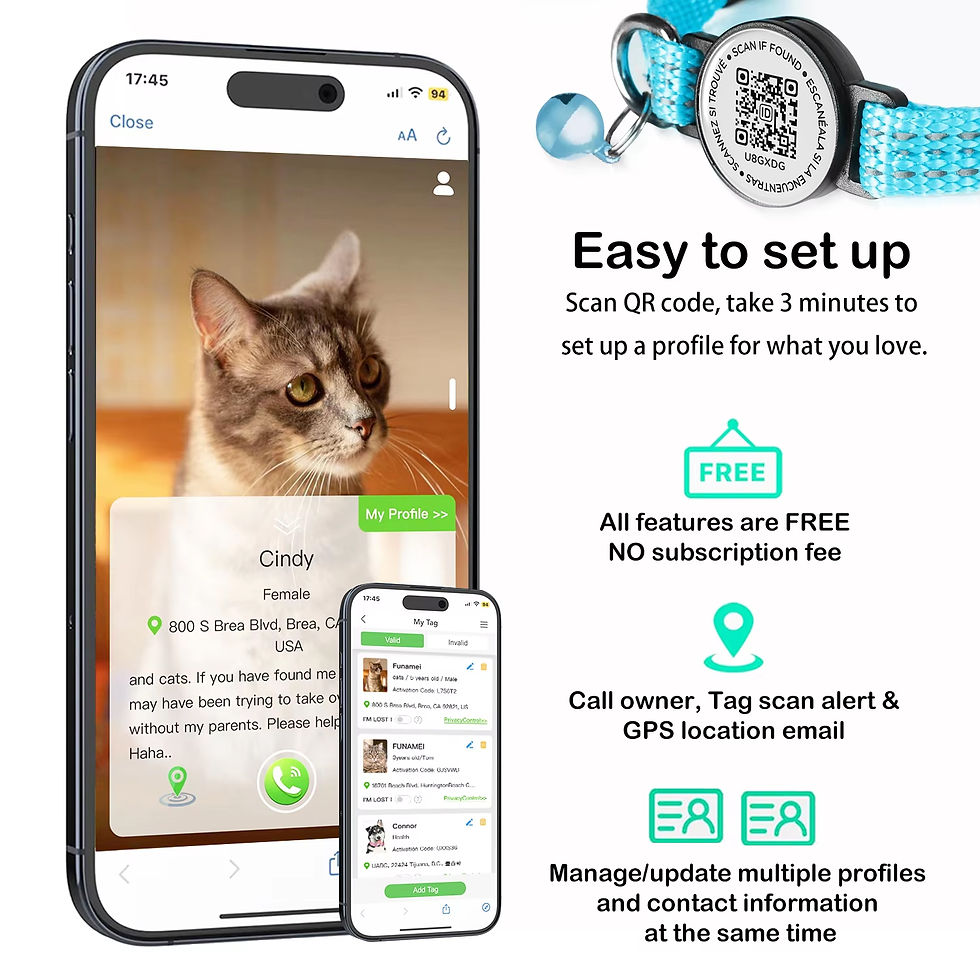 Thumbnail: GuardianTag Cat Collar – AirTag Holder, QR ID, Reflective, Breakaway Buckle