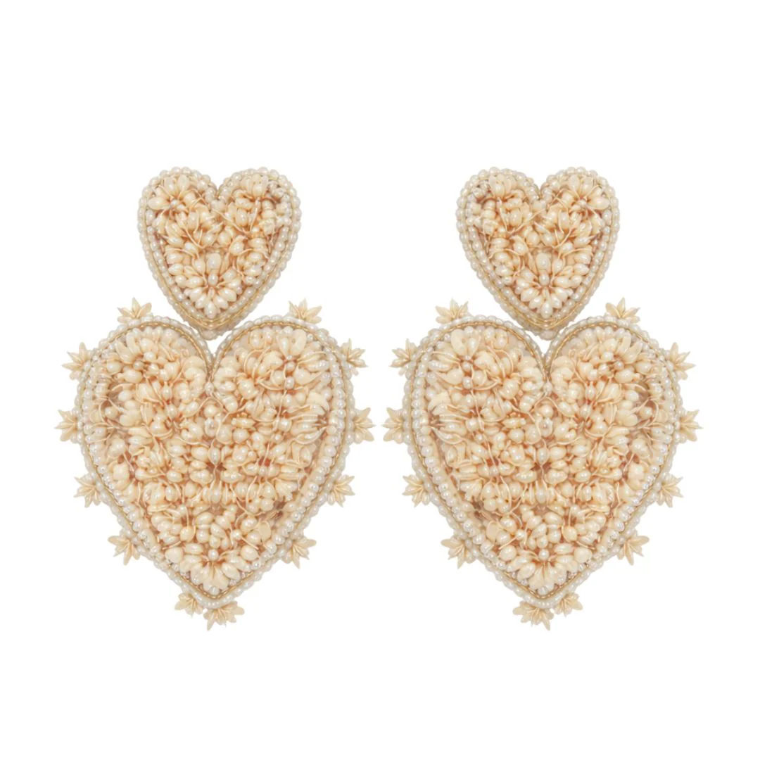 Paulie Pocket - Double Beaded Hearts Beige