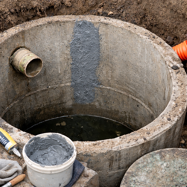 Septic System with a repaired crack.