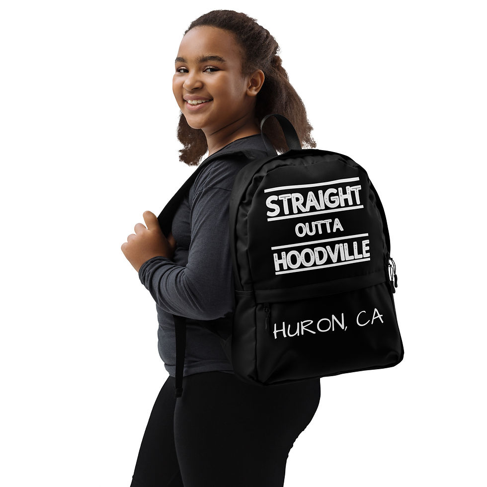 Thumbnail: BLACK/WHITE UNISEX  BACKPACK (STRAIGHT OUTTA HOODVILLE)