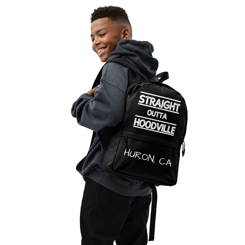 Thumbnail: BLACK/WHITE UNISEX  BACKPACK (STRAIGHT OUTTA HOODVILLE)