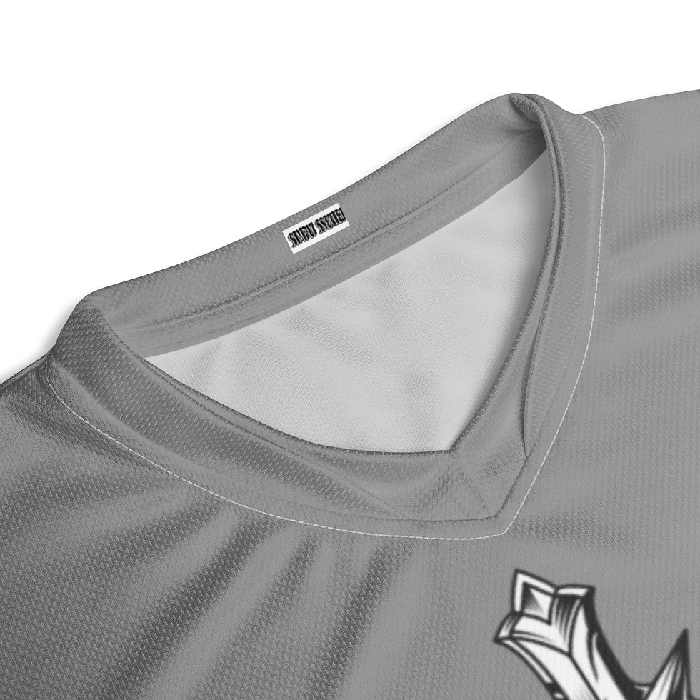 Thumbnail: Grey Black/White Unisex Sports Jersey By SIMPLY SSEXIE! (FRONT CROSS)