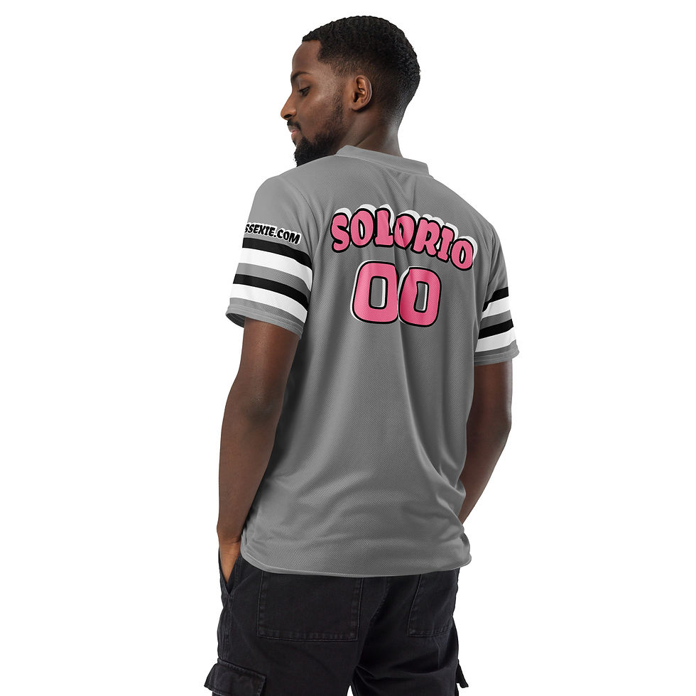 Thumbnail: Gray Black/White/Pink  Unisex Sports Jersey By SIMPLY SSEXIE! (PAYBACK FRONT)