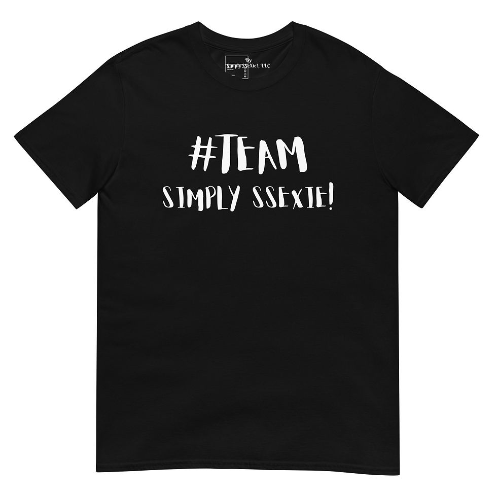 Thumbnail: Black W/White Letters Short-Sleeve Unisex T-Shirt #Team Simply SSeXie!