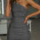 Thumbnail: Women's Slant Shoulder Pleated Waist Tight Fashion Dress