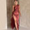 Thumbnail: Women's Satin Sexy One-shoulder Backless Split Dress