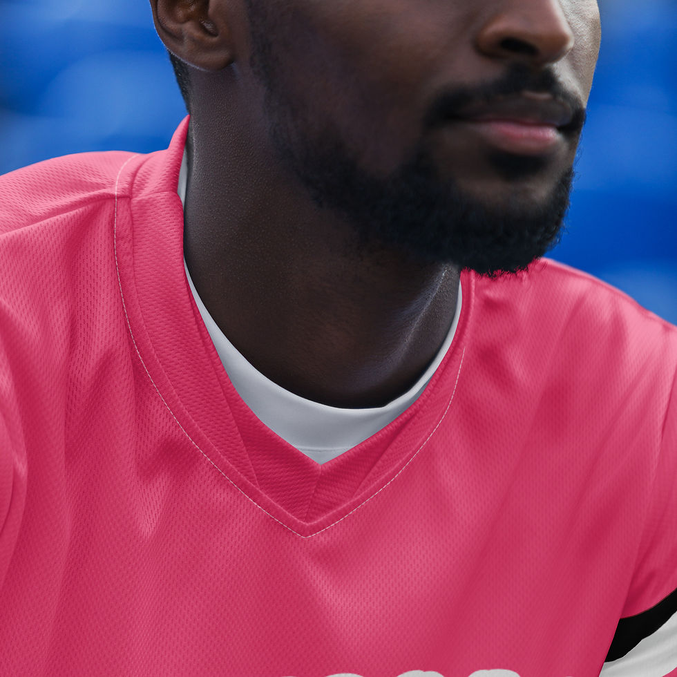 Thumbnail: Pink Salmon /Black/White Unisex Sports Jersey By SIMPLY SSEXIE! (KARMA FRONT)