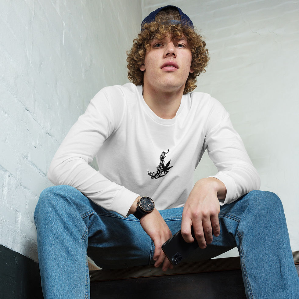 Thumbnail: White Long Sleeve Tee (UNISEX) Anchor Design