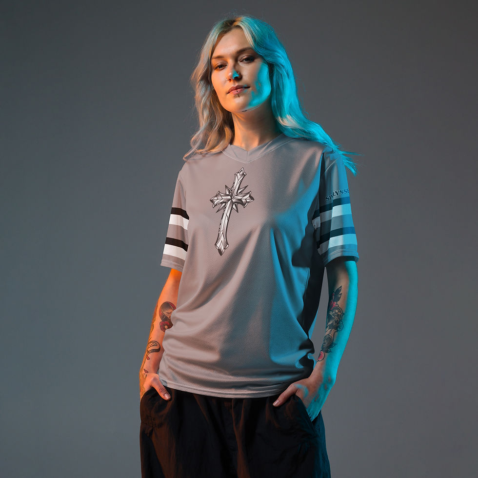 Thumbnail: Grey Black/White Unisex Sports Jersey By SIMPLY SSEXIE! (FRONT CROSS)