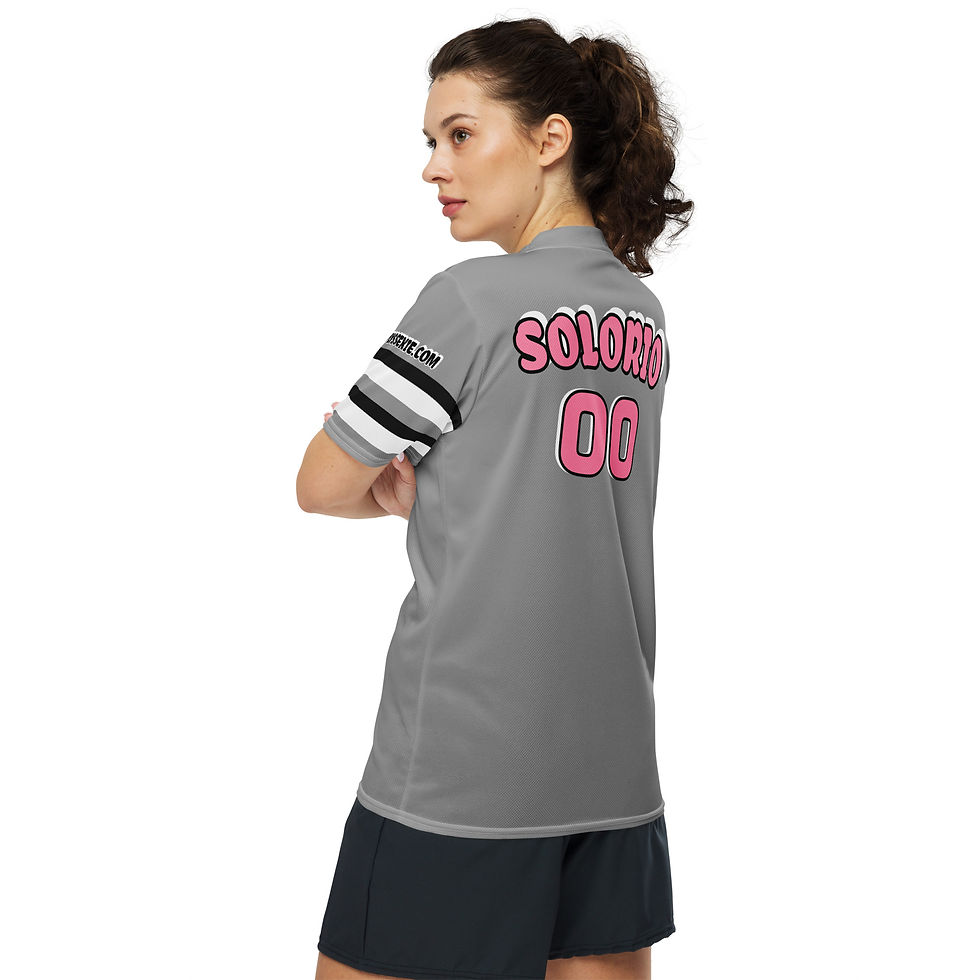 Thumbnail: Gray Black/White/Pink  Unisex Sports Jersey By SIMPLY SSEXIE! (PAYBACK FRONT)