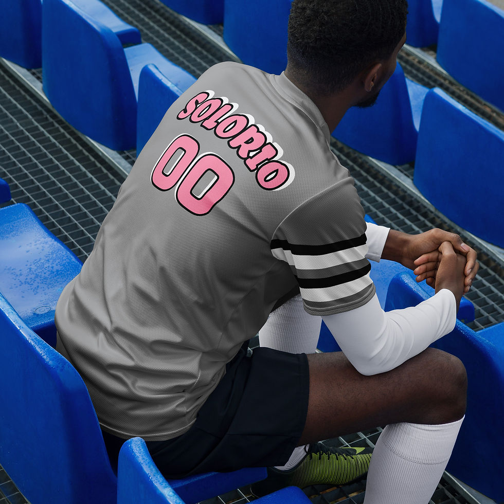 Thumbnail: Gray Black/White/Pink  Unisex Sports Jersey By SIMPLY SSEXIE! (PAYBACK FRONT)