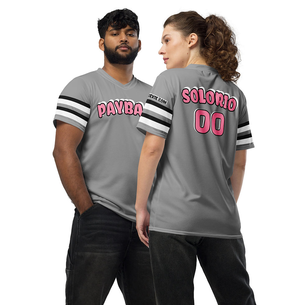 Thumbnail: Gray Black/White/Pink  Unisex Sports Jersey By SIMPLY SSEXIE! (PAYBACK FRONT)