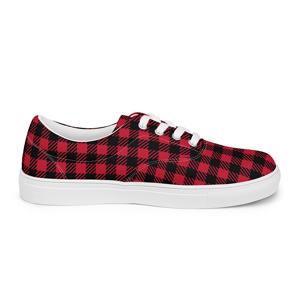 Thumbnail: Women’s lace-up canvas shoes Red/Black Plaid
