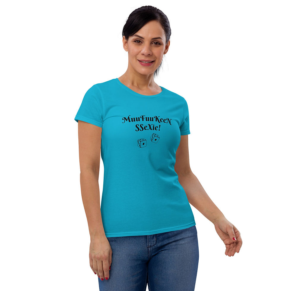 Thumbnail: Women's Fashion Fit) T-Shirt Gildan MuuFuuKeeN SSeXie  (White, Pink, Turquoise)