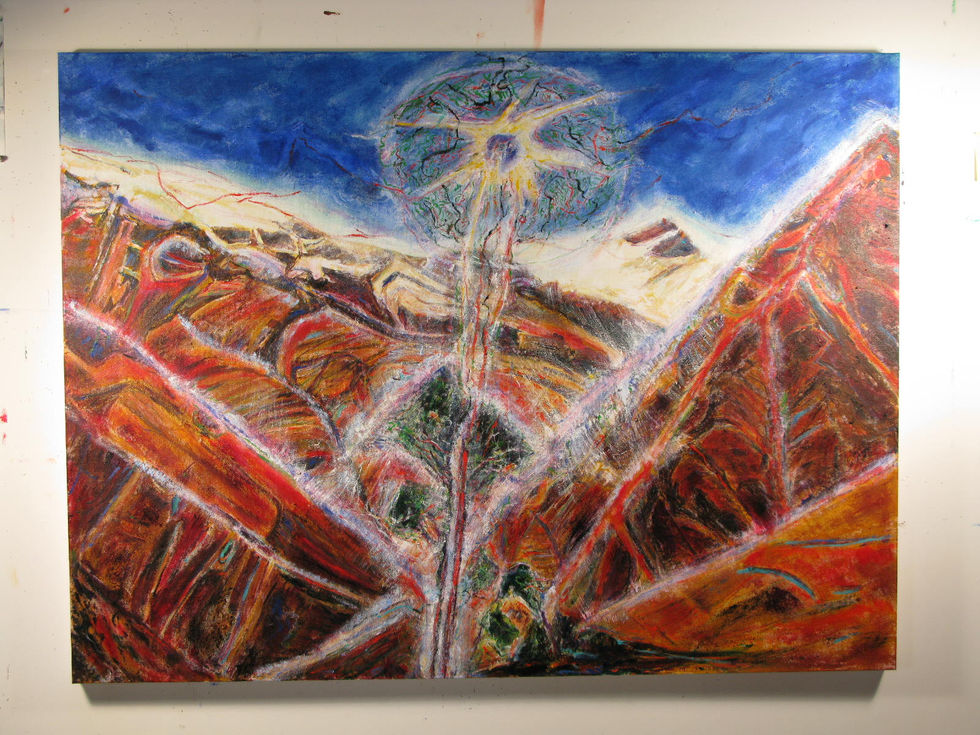 Peruvian Landscape paintings, Mountain paintings, Abstract Expressionism, original Art, Shamanic Vision