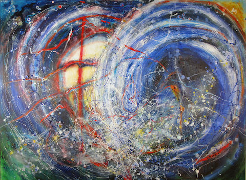 water energy, cosmic forces, abstract art