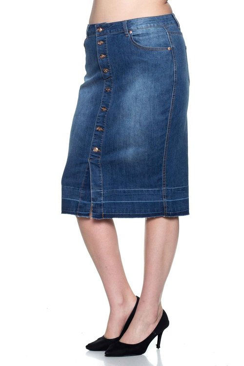 Thumbnail: Button Front Denim Skirt