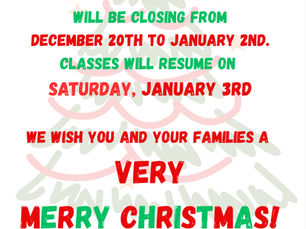 Christmas Break Schedule