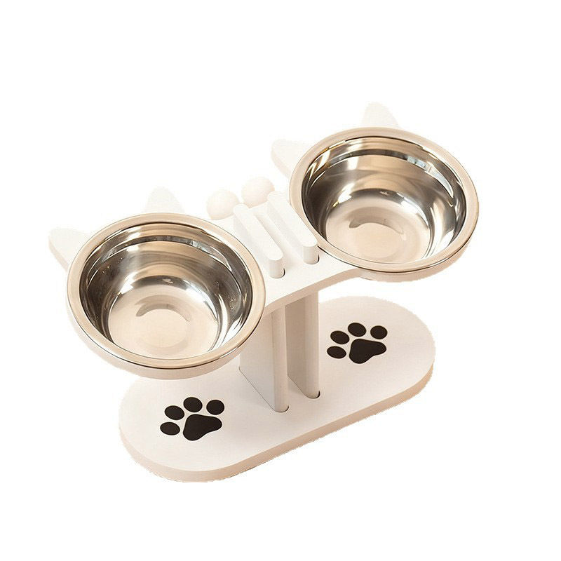 Thumbnail: Wooden Pet Feeder Stand Vertical Cat Dog Food Bowl Holder Neck Support Three Bow