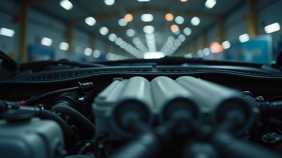 Eye-level view of automotive air conditioning system with refrigerant lines