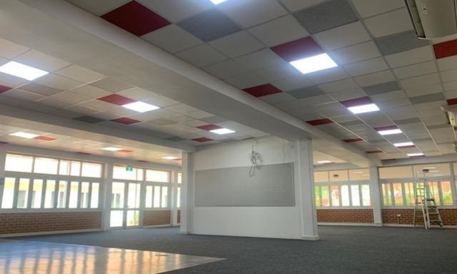 commercial construction acoustic ceiling classroom