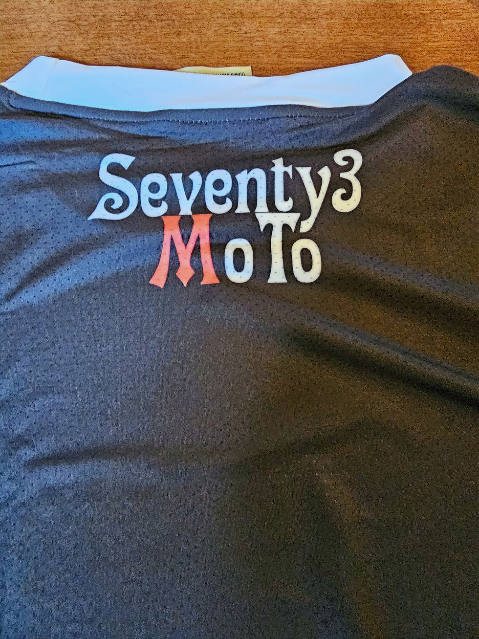 Thumbnail: 73 MoTo Unisex Mesh Long Sleeve Retro Striped Jersey
Back Logo Design