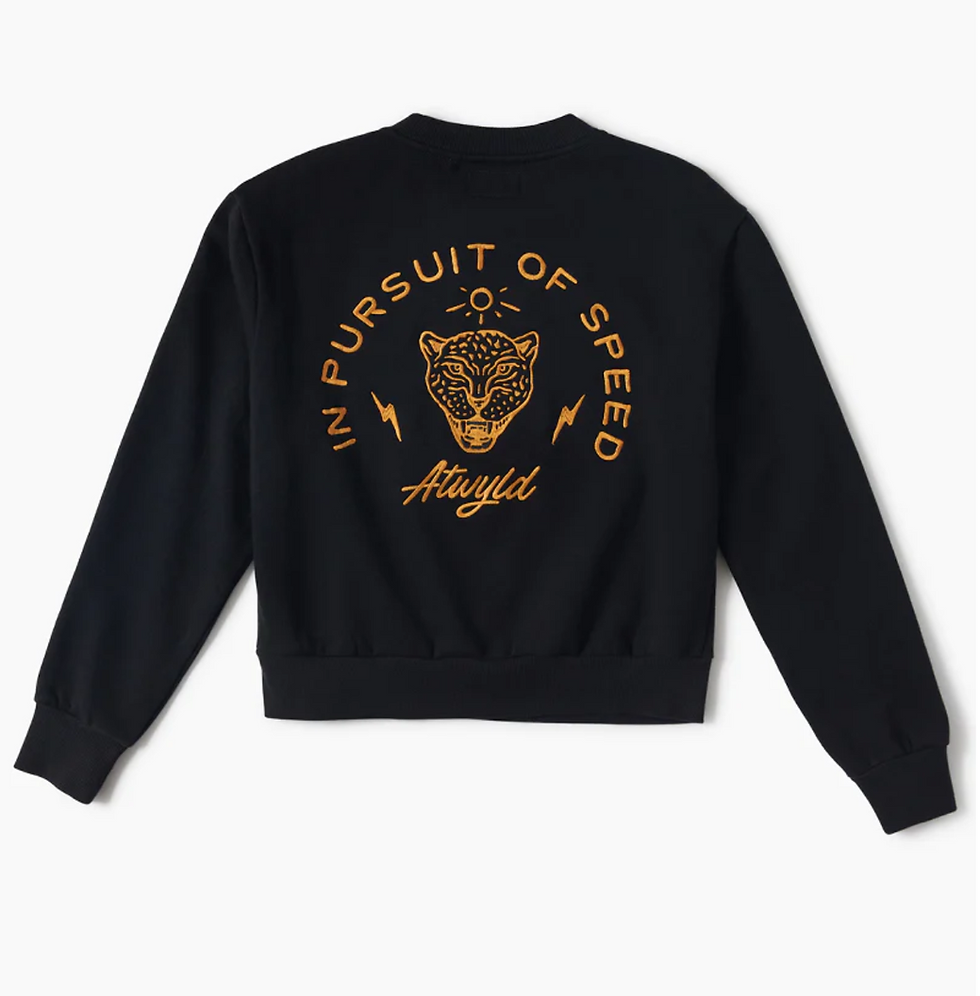 Thumbnail: ATWYLD In Pursuit Women's Black Fleece Sweater Back Detail