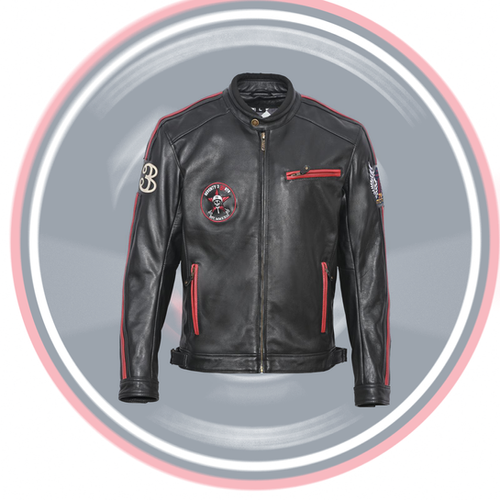 73 MoTo Men's Black Leather Motorcycle Racing Jacket | 73 MoTo