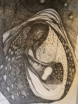 pentekening, zwart/wit