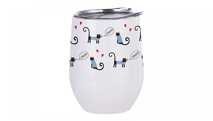 12OZ STAINLESS STEEL STEMLESS WINE CUP (WHITE) (BW22W) FL-9