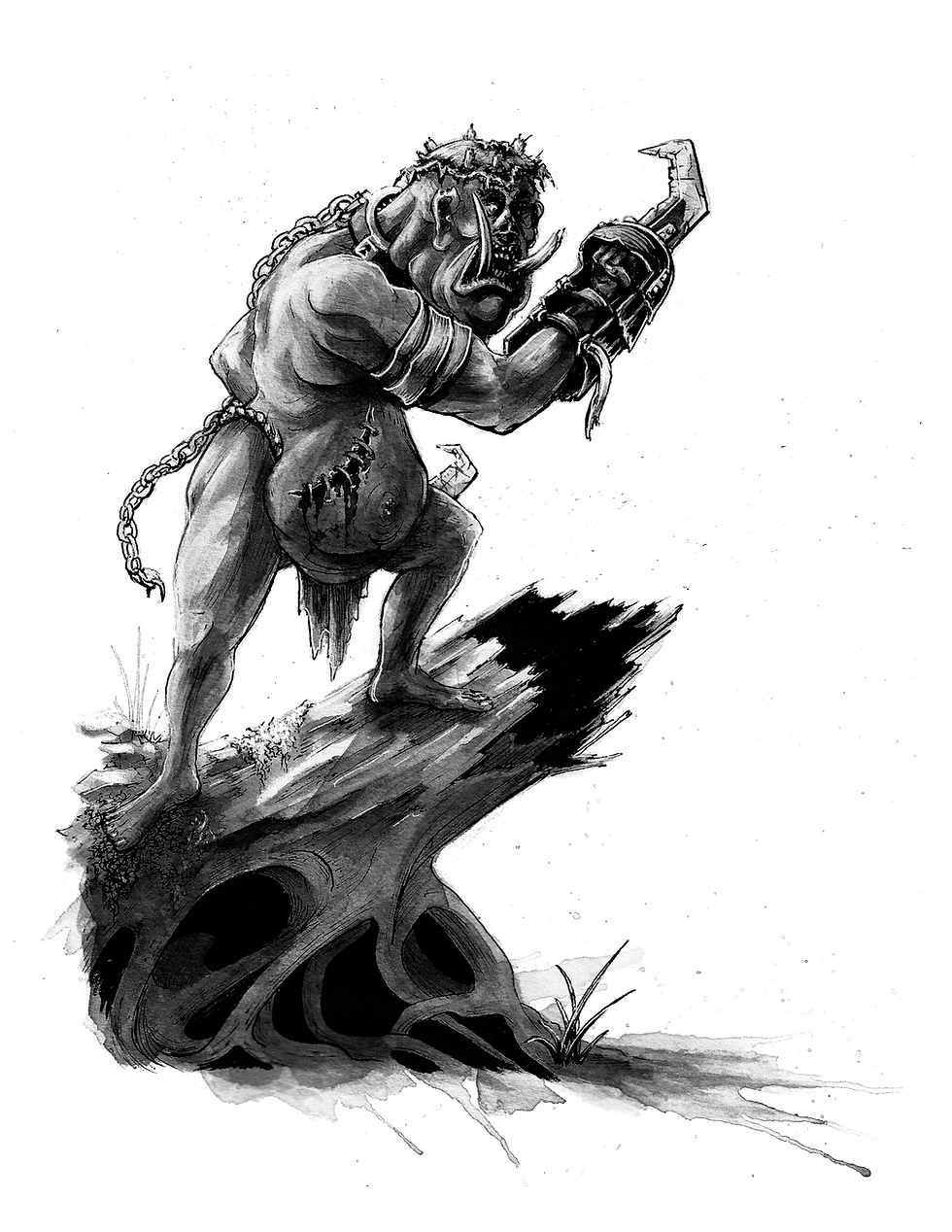 Thumbnail: Ogre Butcher - (9x12) Original Artwork
