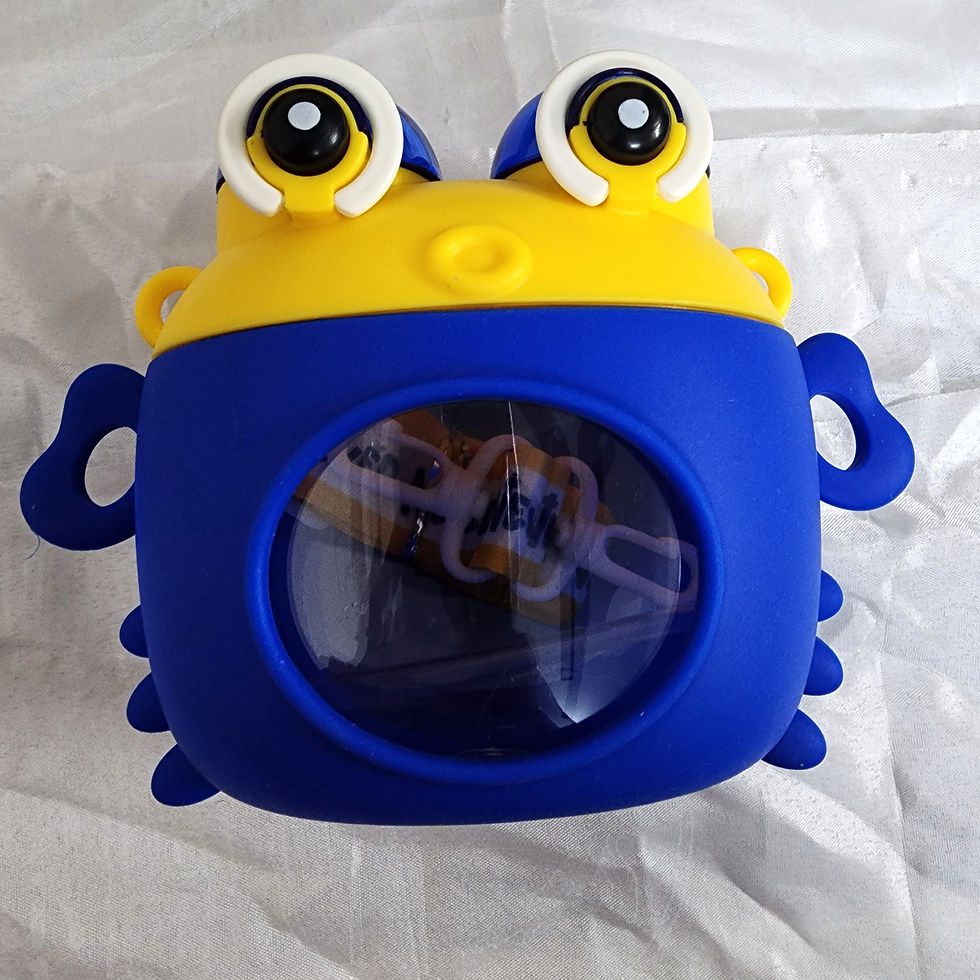 Yellow and blue frog water bottle with clear front and straw