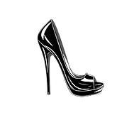 Black and white high heel with transpare