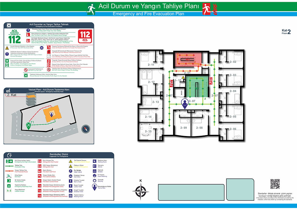 Öğretmenevi Acil Durum ve Yangın Tahliye Planı Krokisi Proje Yeri : Adaklı / Bingöl Kullanım Amacı : Öğretmenevi Kat Sayısı : 4