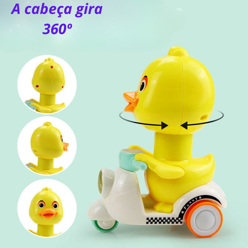 Miniatura: Carrinho de brinquedo tipo "pressione para andar" com formato de patinho fofo; a