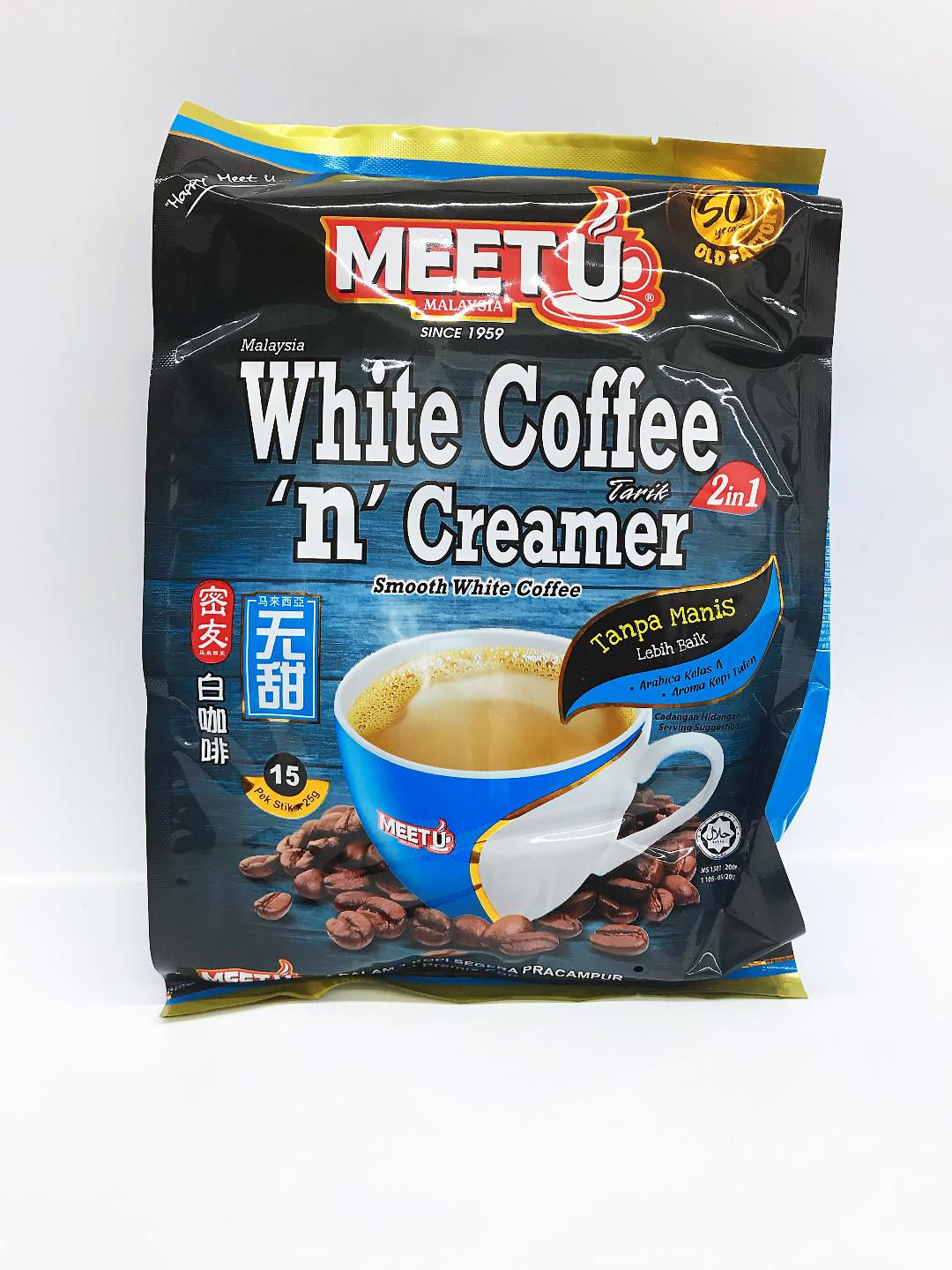 MEET U Instant White Coffee 2 in 1 NO SUGAR ( 600g), 6 bags/batch