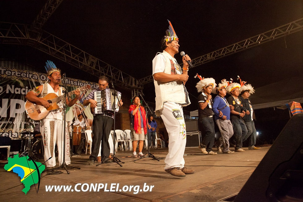 Cerimônia evangélica em território indígena