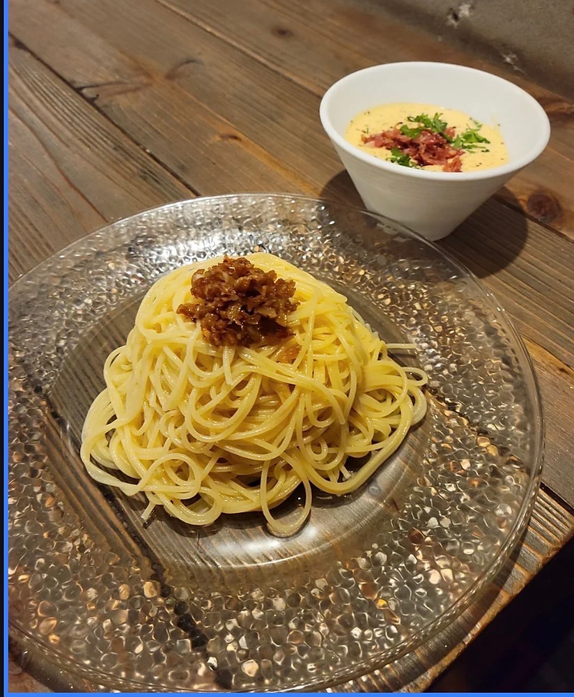 冷やしカルボつけ麺の写真(神奈川県川崎市多摩区)
