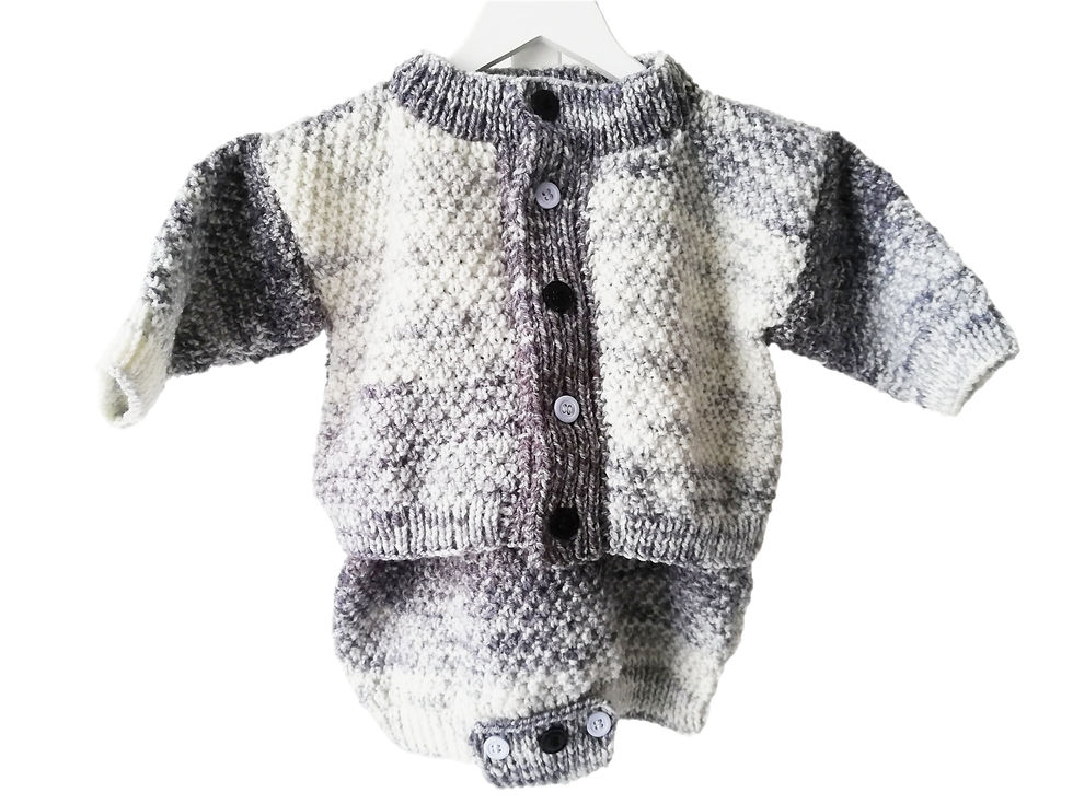 Ensemble barboteuse et son cardigan fait main au tricot