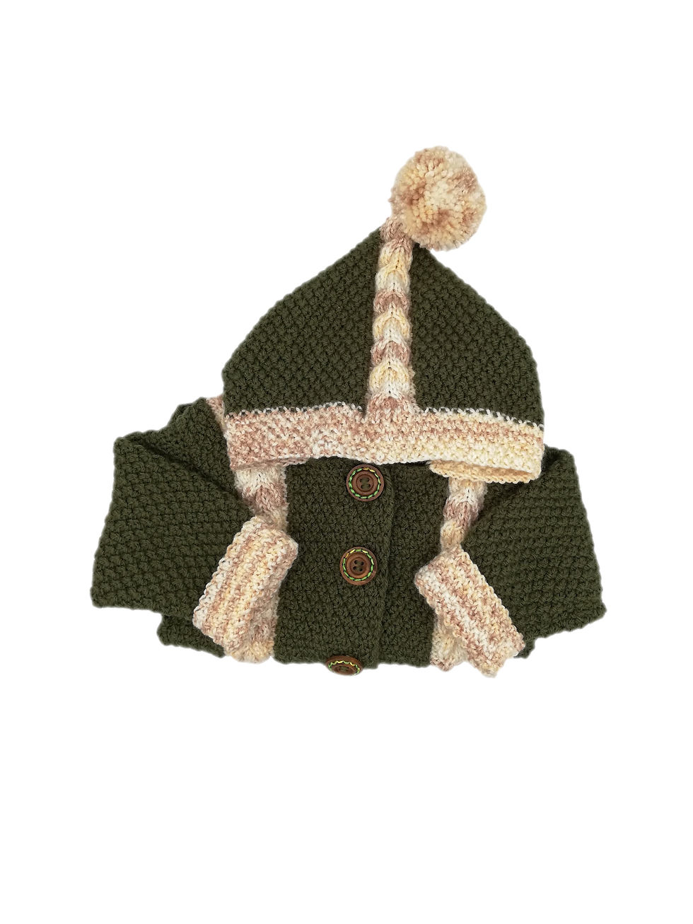 Miniature : Manteau et sa capuche au tricot et ses torsades pour enfants