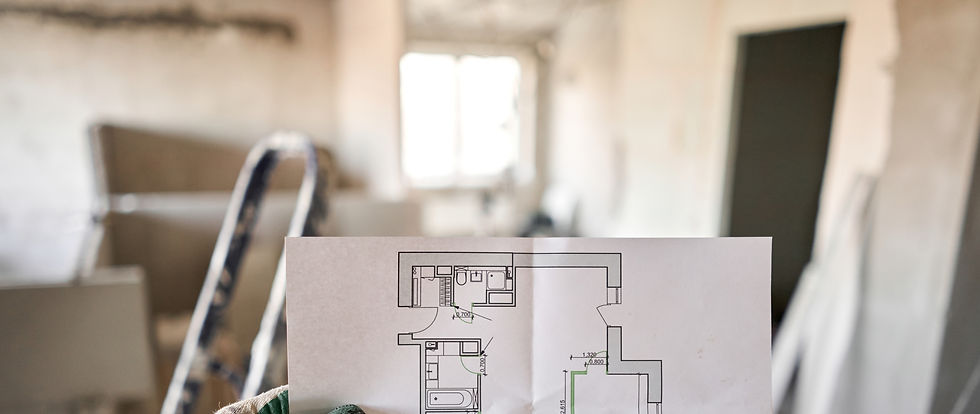 Bathroom renovation in progress in west Kelowna, BC. Image is blurred.