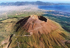 View from the top of the mount Vesvuvius volcano, Naples