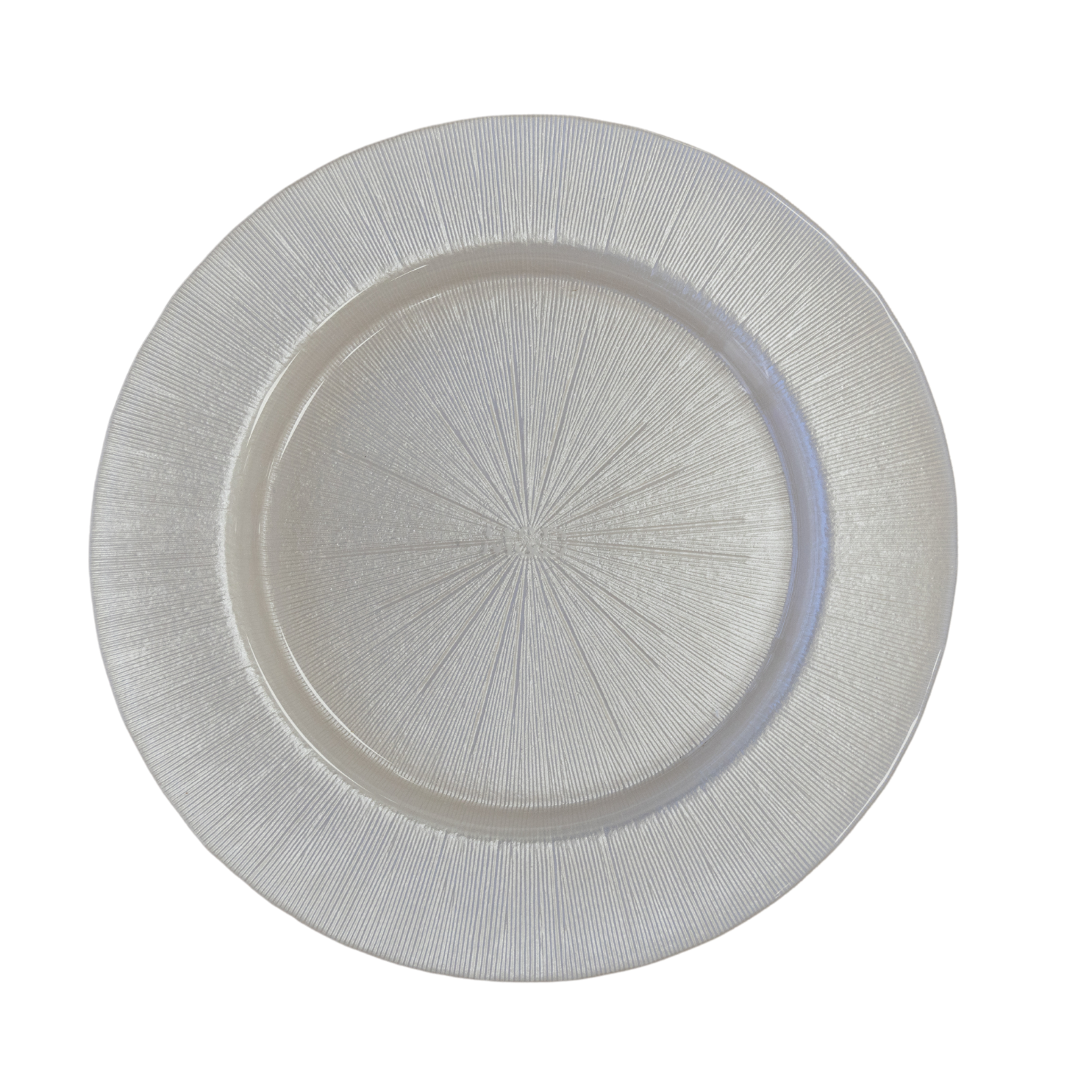 Glossy white charger plate with minimalist design