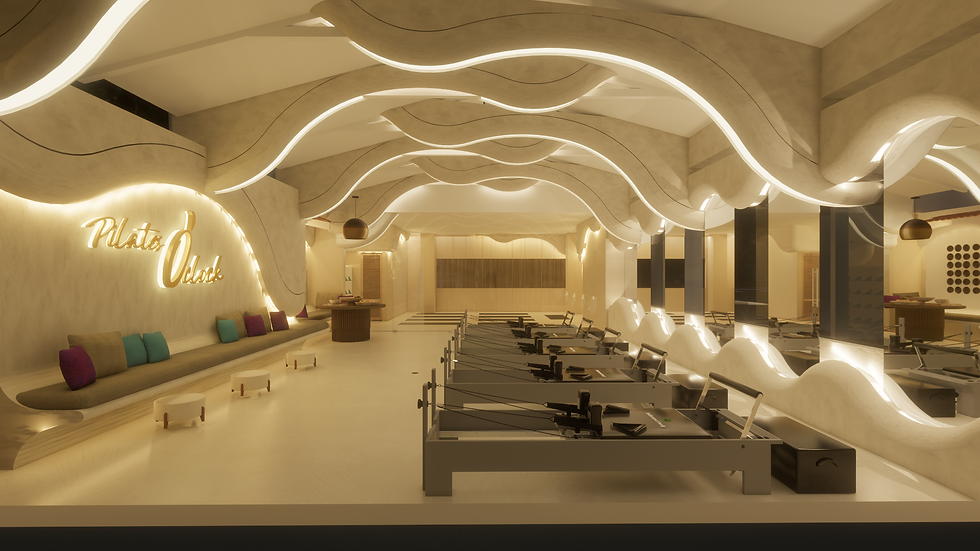 A stunning, ultra-modern Pilates sanctuary featuring organic wave architecture and premium reformers designed to elevate your movement journey.