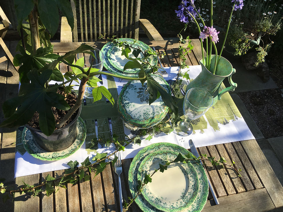 Miniaturbild: Olive Green 6ft Table Runner, with homes along a road
