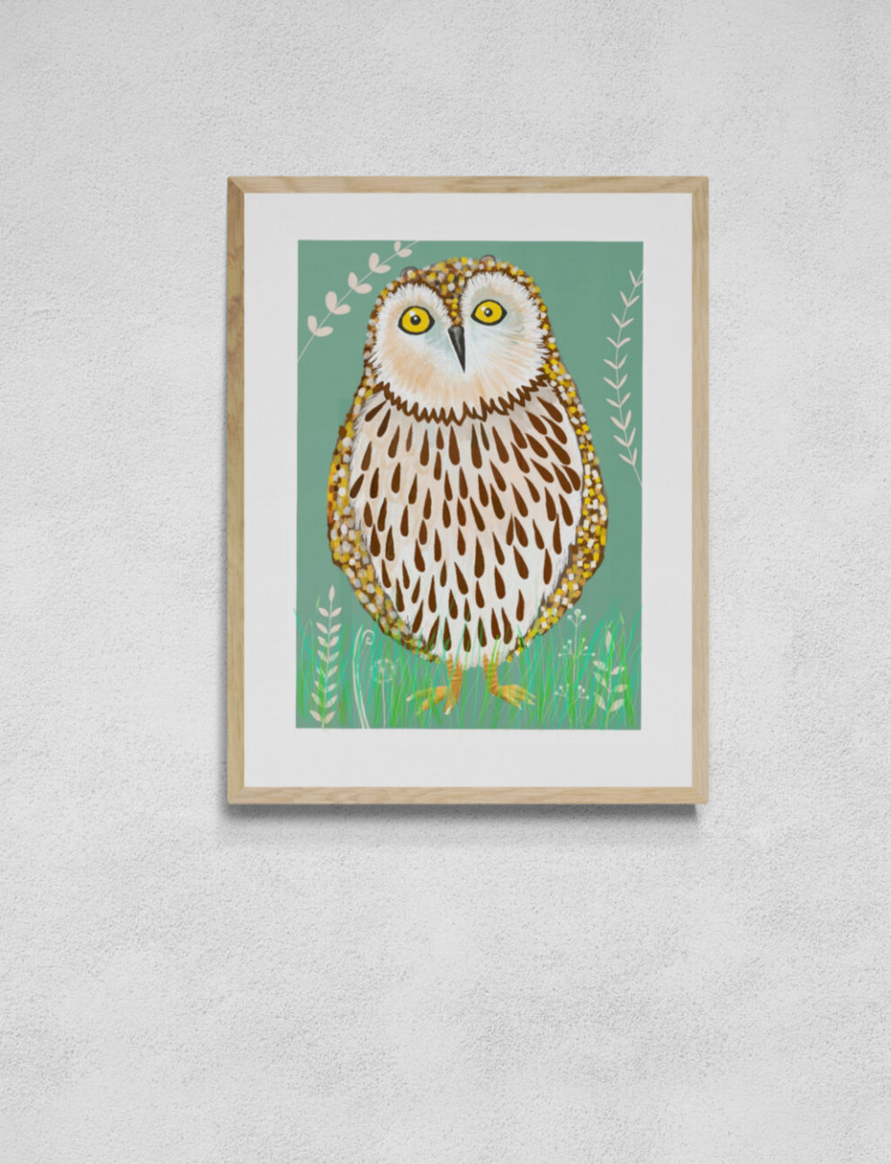 Short-eared Owl Art Print, British wildlife wall art decor for the home